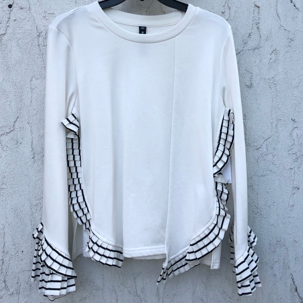 Never worn sweatshirt with ruffle stripe detail